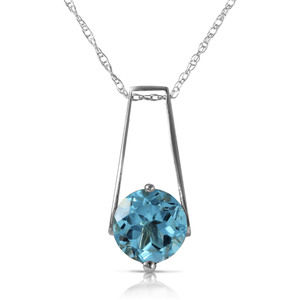14K. SOLID GOLD NECKLACE WITH NATURAL BLUE TOPAZ (White Gold)